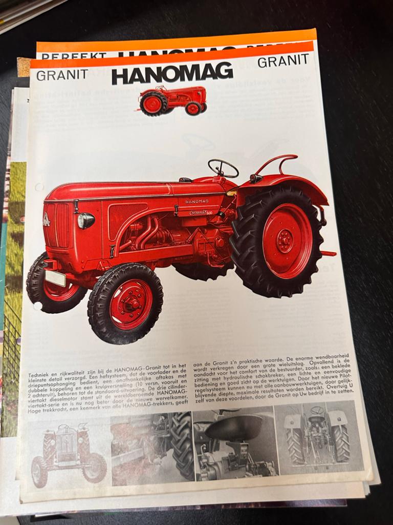 Oude folder Hanomag Granit tractor jaren '60, Ophalen of Verzenden, Zo goed als nieuw, Overige typen