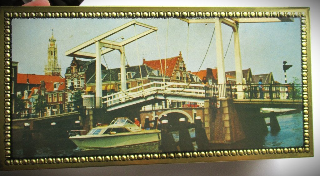 Haarlem Trommel~Koektrommel Blik~Gravestenenbrug~Blikken, Ophalen of Verzenden, Gebruikt, Koek(jes)