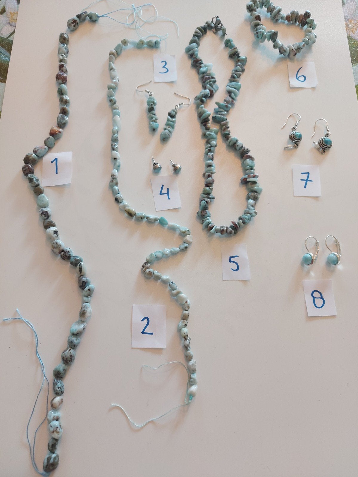 S9) Larimar sieraden ketting, oorbellen, hangers, stenen, Ophalen of Verzenden, Nieuw, Zilver, Overige materialen