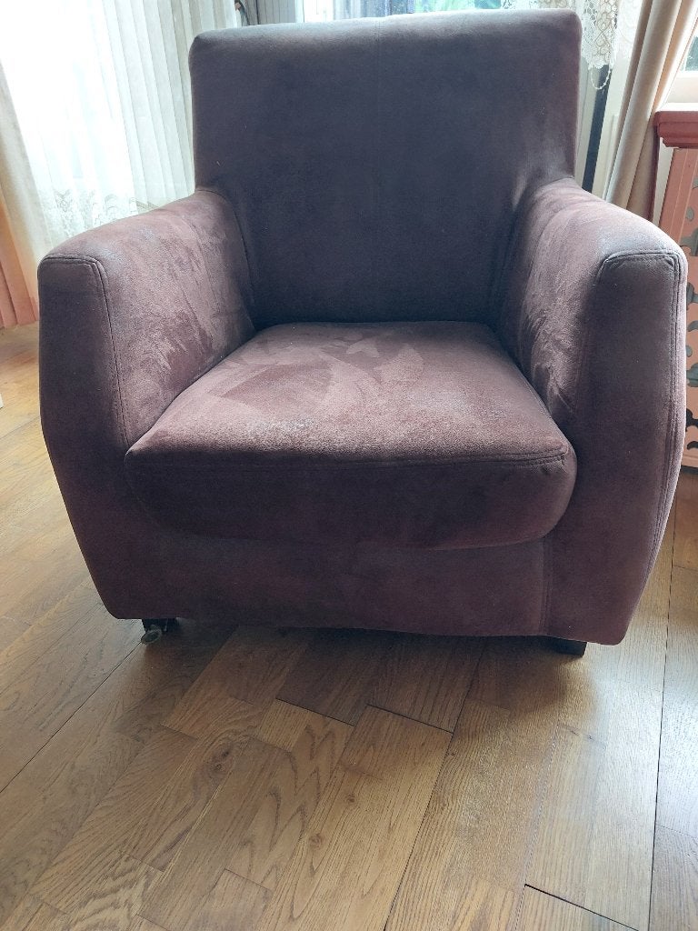 Ruw leren stoel, Huis en Inrichting, Stoelen, Ophalen, Gebruikt, Bruin, Leer