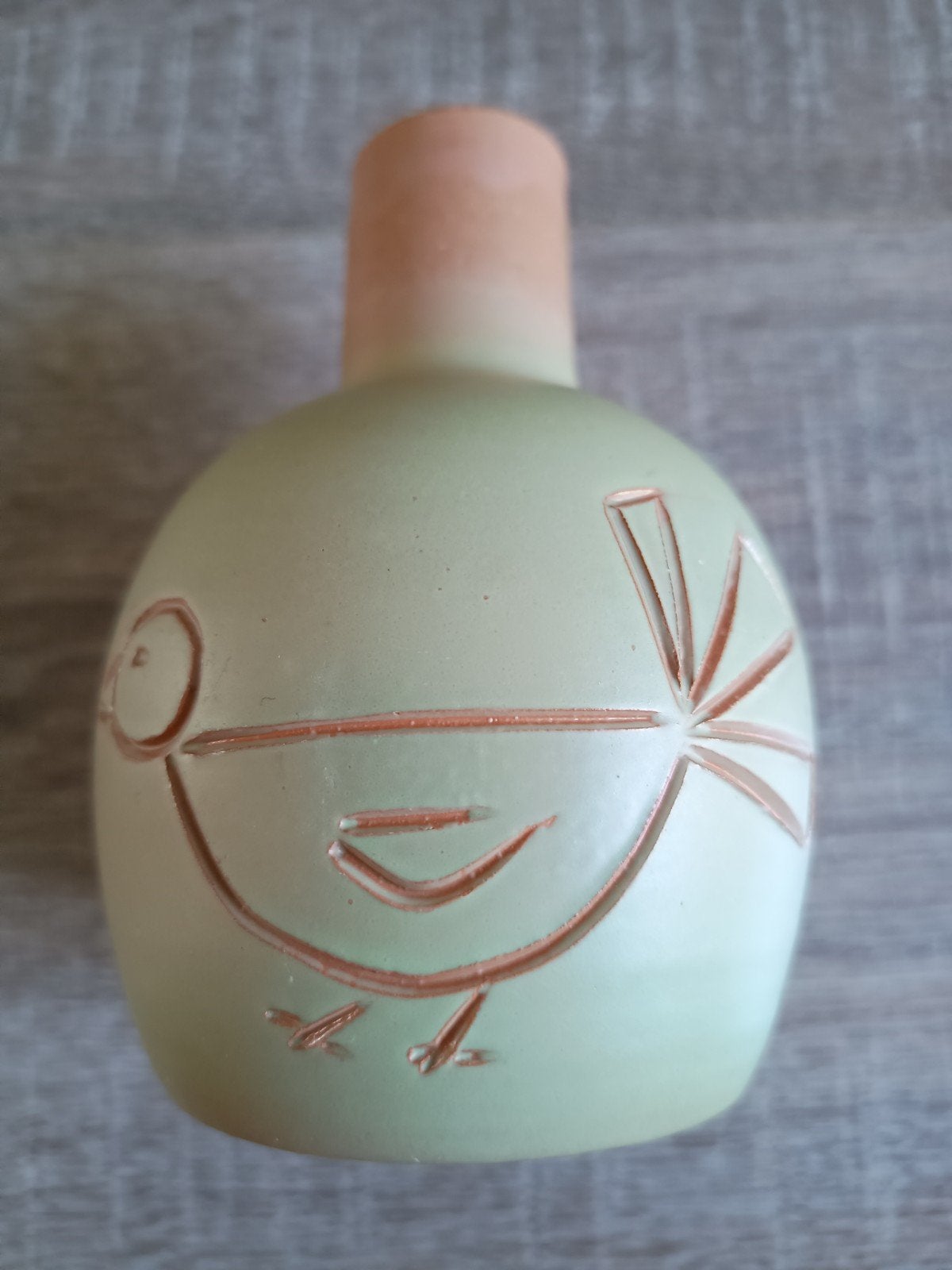 Vintage Keramische Vaas met Vogeldecoratie, Antiek en Kunst, Antiek | Vazen, Ophalen of Verzenden