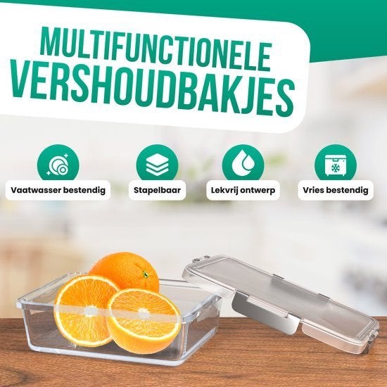 10 delig Glazen Vershoudbakjes Met Deksel - Diepvriesbakjes, Ophalen of Verzenden, Nieuw