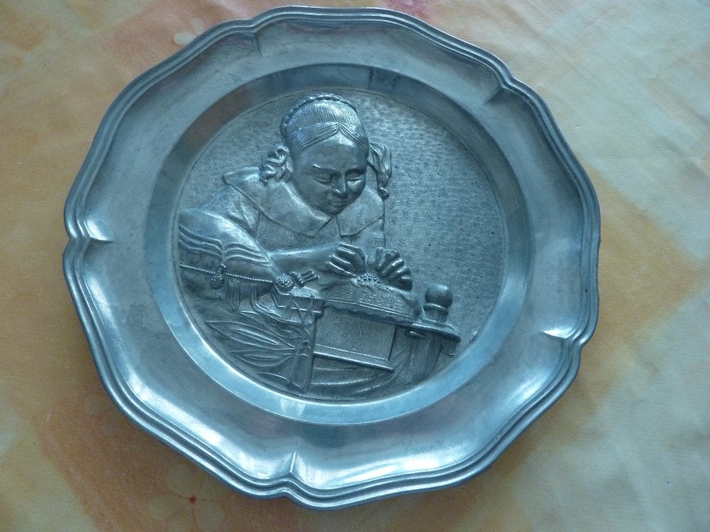 4 antieke tinnen wandborden, Ophalen of Verzenden
