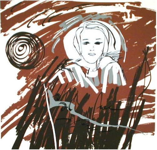 ANS LEMMENS zeefdruk Fair haired woman, Gelimiteerde oplage, Ophalen, Portret en Figuren, Zeefdruk