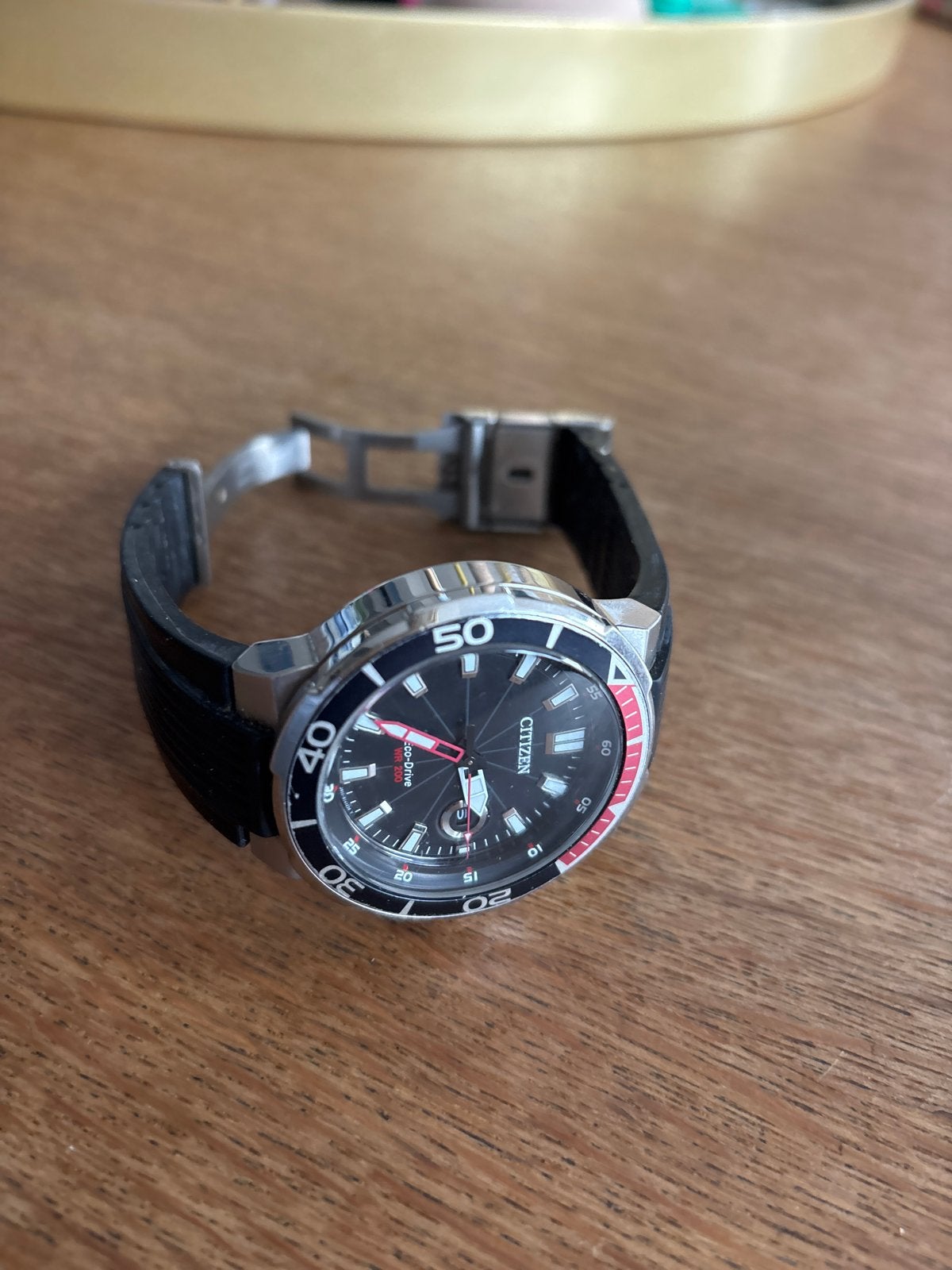 Citizen Eco-Drive duikhorloge met rubberen band, Sieraden, Tassen en Uiterlijk, Horloges | Heren, Gebruikt, Staal, Kunststof, Ophalen of Verzenden