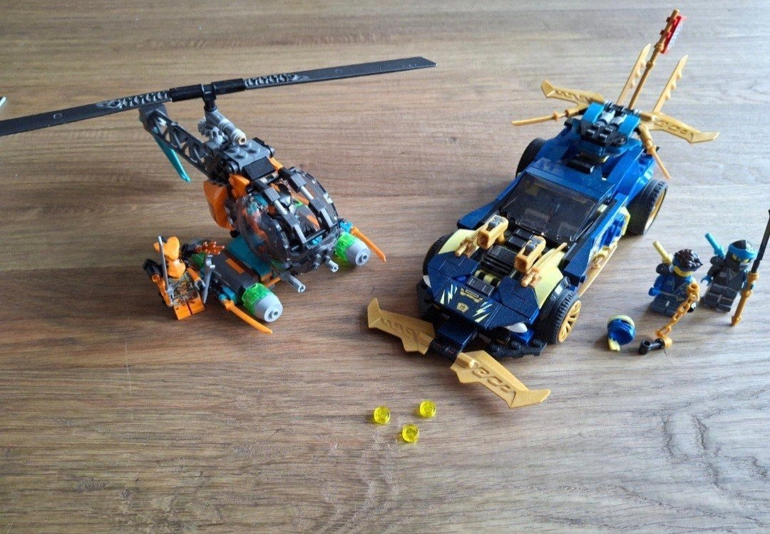 Lego Ninjago 71776 Jay en Nya's Racewagen en Helikopter, Lego, Ophalen of Verzenden, Zo goed als nieuw, Inclusief instructies