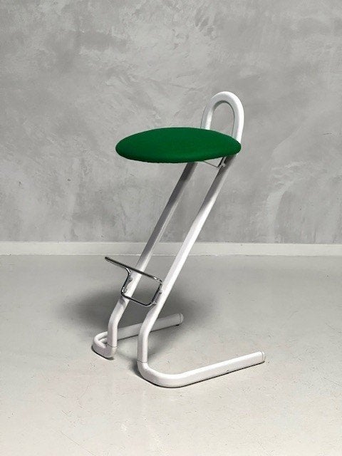 Gastone Rinaldi barkruk vintage design retro kruk groen, Ophalen, Gebruikt, Met voetsteun, .