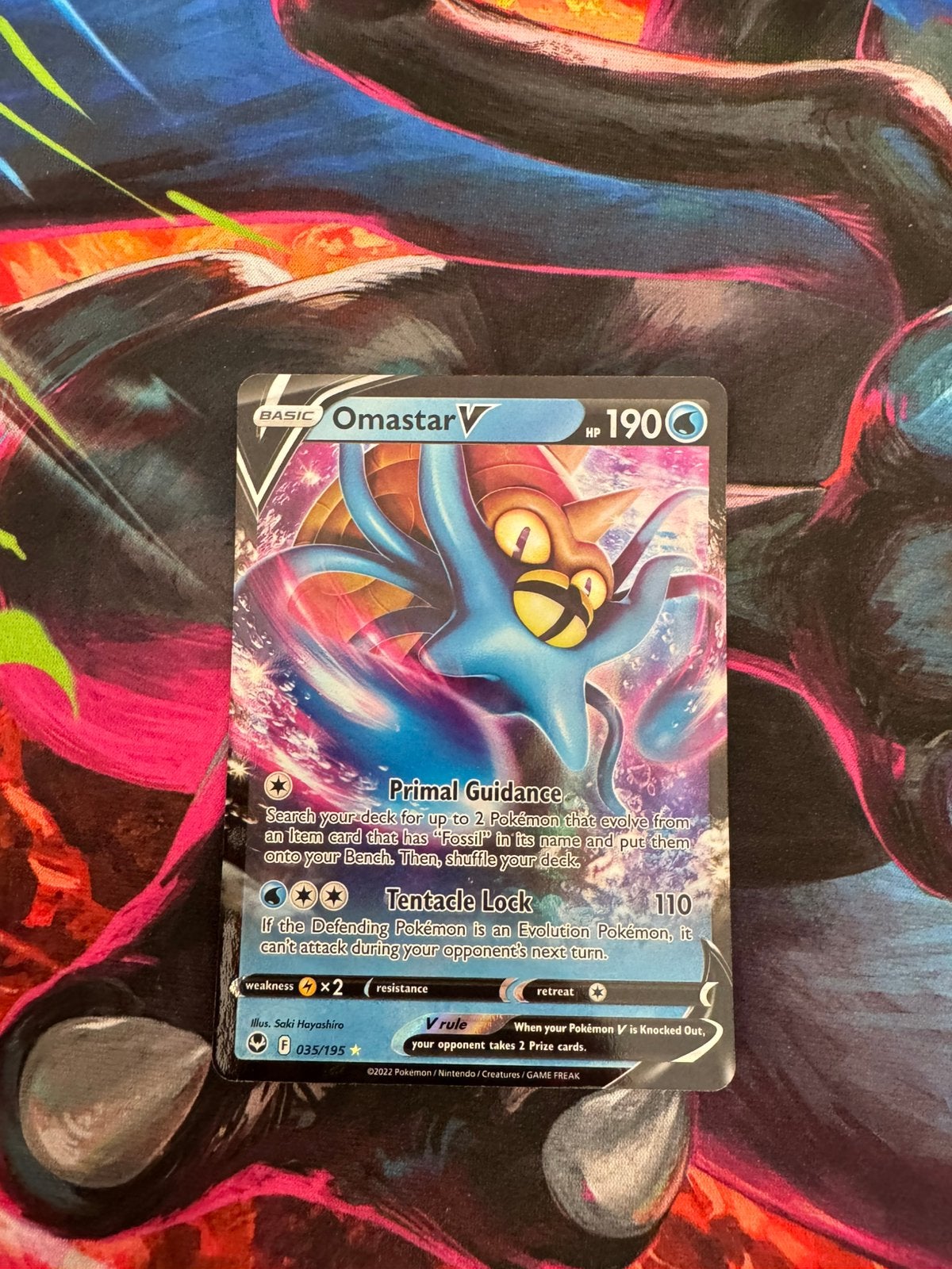 Pokémon kaarten Omastar V #35, Ophalen of Verzenden, Zo goed als nieuw, Losse kaart