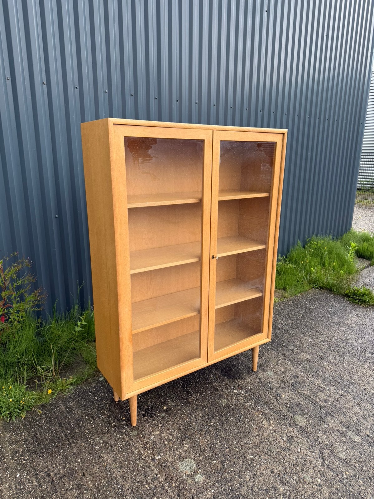 Vintage vitrinekast eiken kast, Ophalen, Gebruikt, G, X