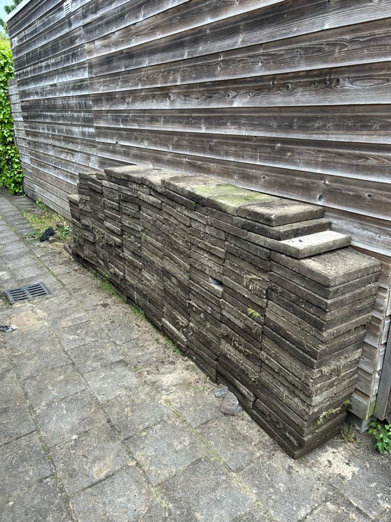 Gratis terrastegels voor 15 m², Tuin en Terras, Ophalen, Gebruikt, Overige materialen