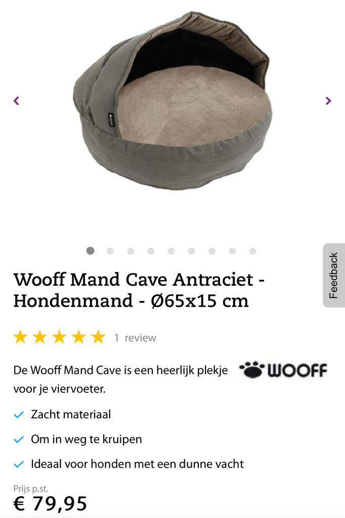 Wooff cave mand antraciet, Dieren en Toebehoren, Ophalen of Verzenden, Zo goed als nieuw, Stof