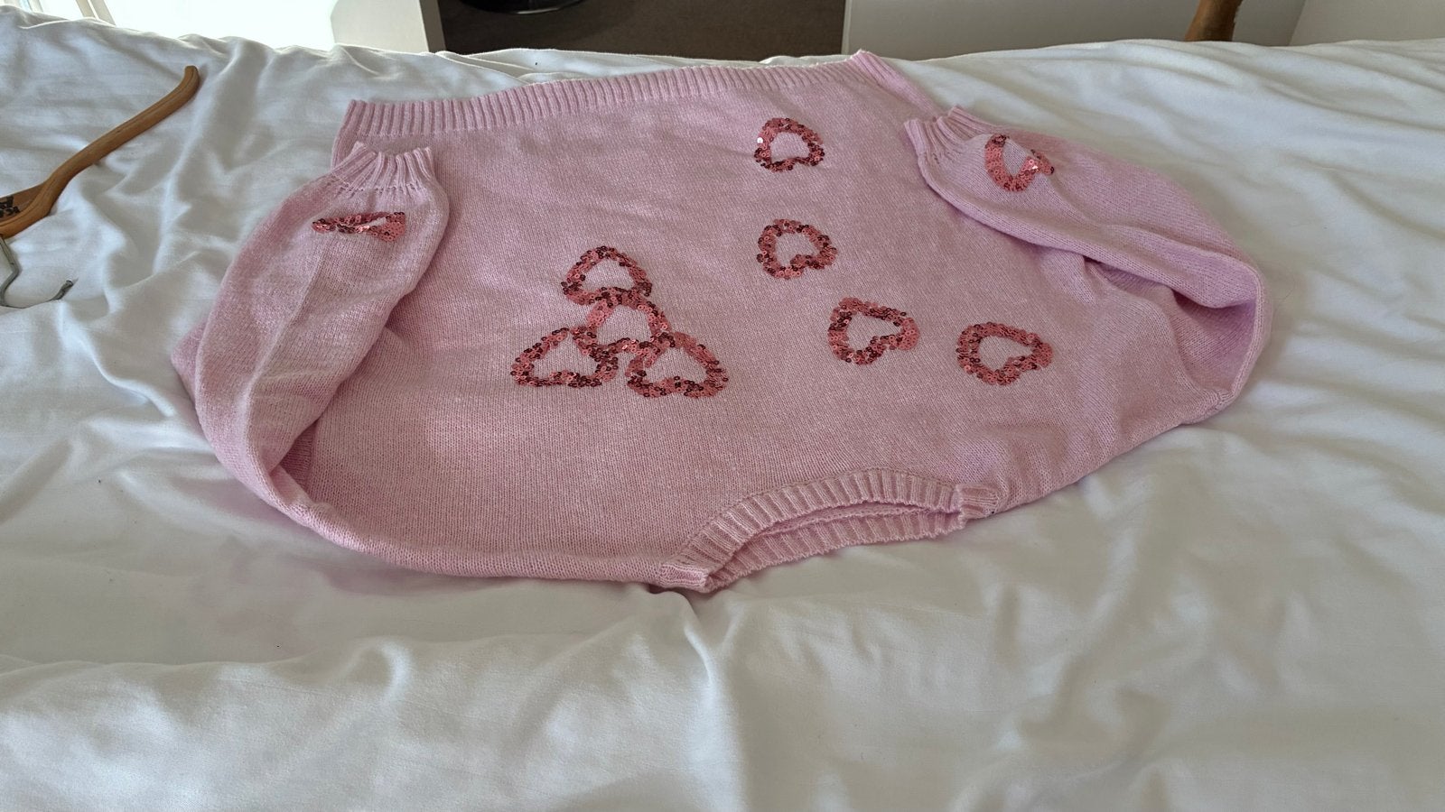 Roze trui met pailletten hartjes XXL, Kleding | Dames, Ophalen of Verzenden, Nieuw, Maat 46/48 (XL) of groter, Roze