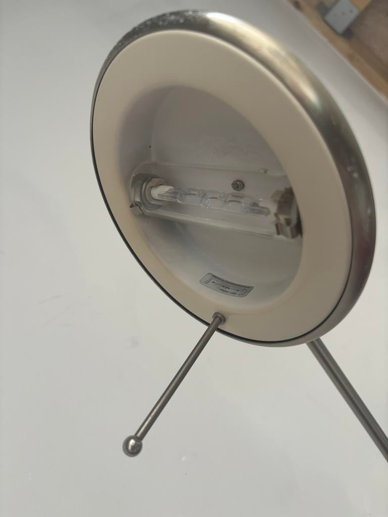 Zilverkleurige vloerlamp met leeslamp, Huis en Inrichting, Lampen | Vloerlampen, Ophalen, Gebruikt, Metaal, 150 tot 200 cm