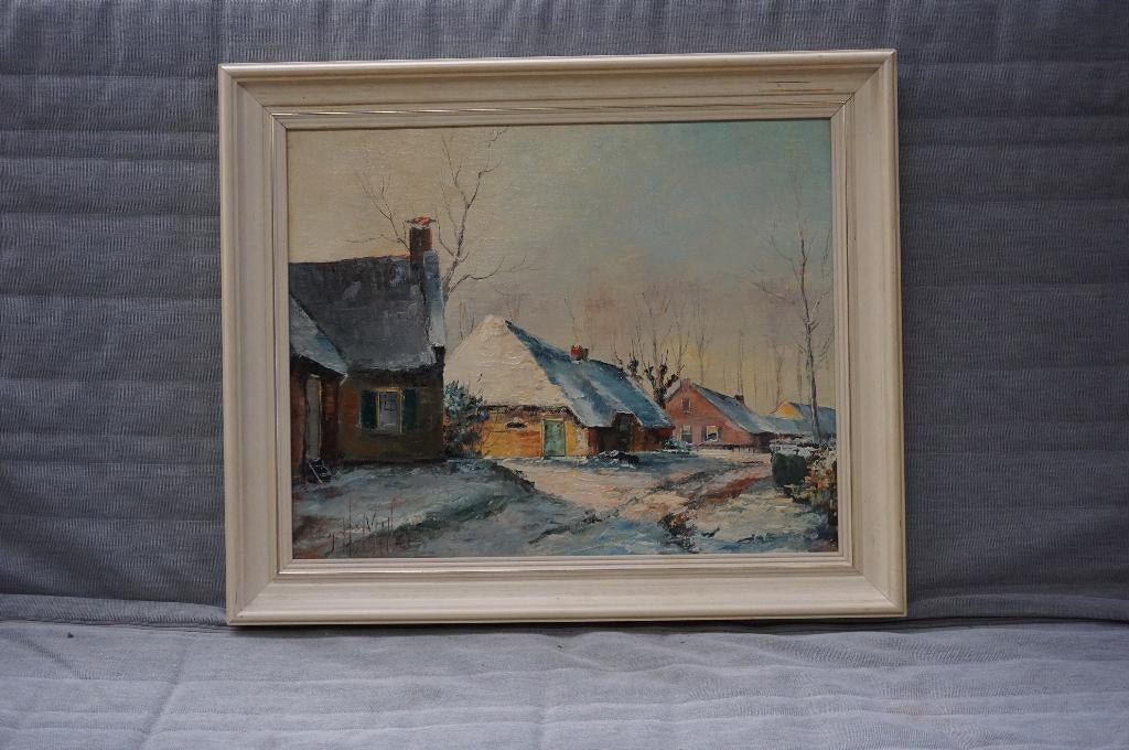 Schilderij J.H. Miller winter landschap, Ophalen