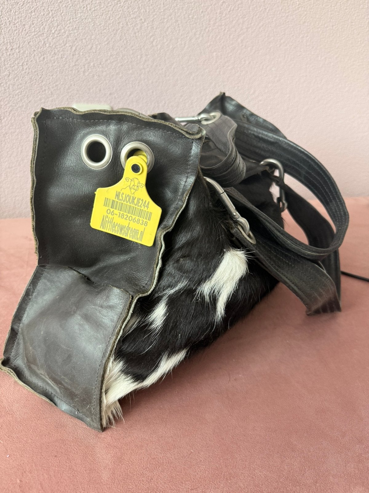 Koeientas leer alittlecowsdream, Ophalen of Verzenden, Zwart, Handtas