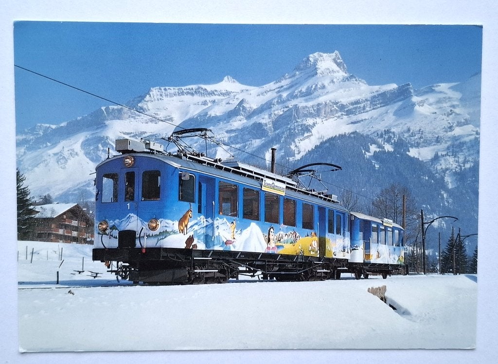 ansichtkaart nostalgische trein "Trans Ormonan" Zwitserland, Verzenden, Zo goed als nieuw, Trein, Kaart of Prent