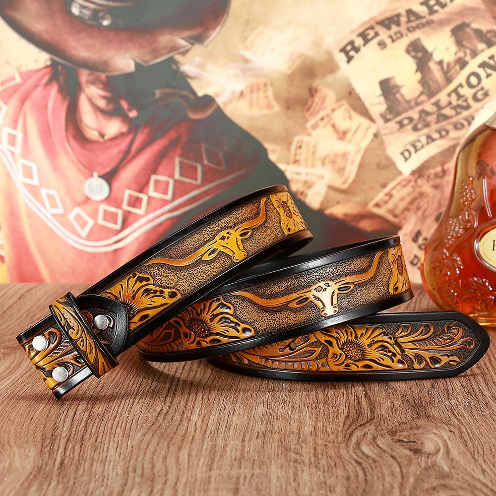 Bruine heren cowboy riem / mannen stieren leren western, Kleding | Heren, Riemen en Ceinturen, Verzenden, Nieuw, Bruin, Riem of Ceintuur