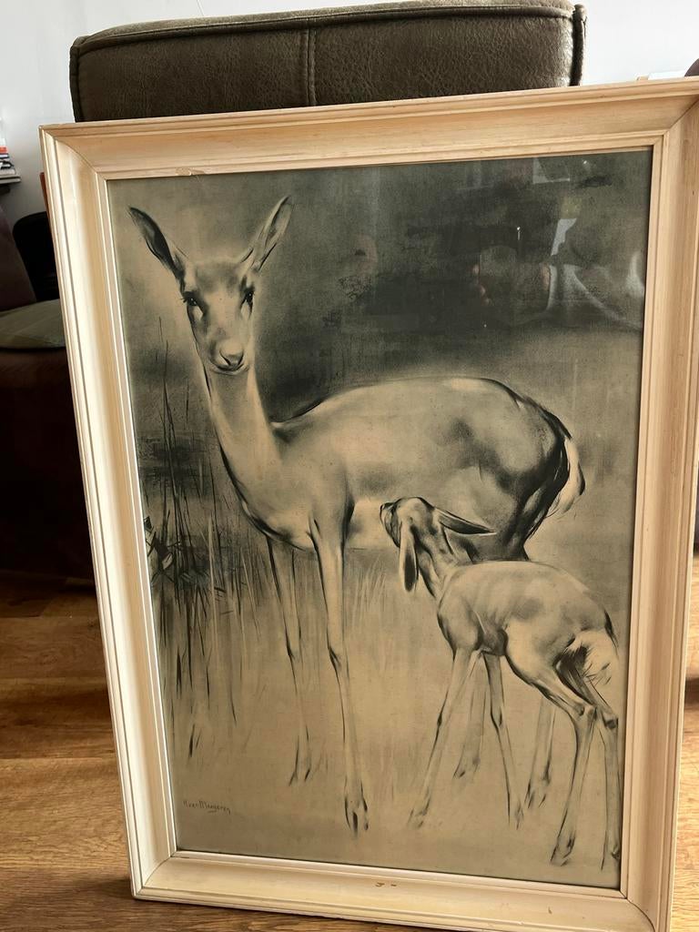 Ingelijste tekening van HvanMeegeren, Antiek en Kunst, Kunst | Tekeningen en Foto's, Ophalen