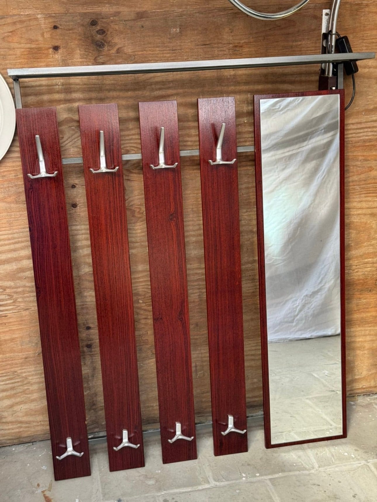 Vintage Houten Palissander Rosewood Kapstok Hoedenplank 70s, Huis en Inrichting, Gebruikt, 100 tot 150 cm, Metaal, Ophalen