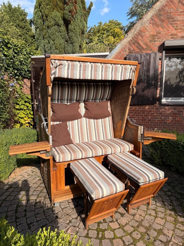 deVries PURE Greenline 170 XL luxe strandkorf, 2 zitplaatsen, Ophalen of Verzenden, Zo goed als nieuw, Loungeset