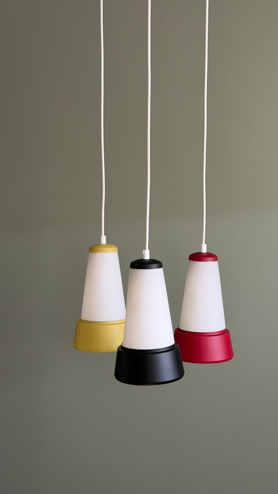 Vintage lamp hanglamp jaren ‘50 opaalglas, Gebruikt, Glas, Jaren '50 fifties Mid Century, E27 (groot)