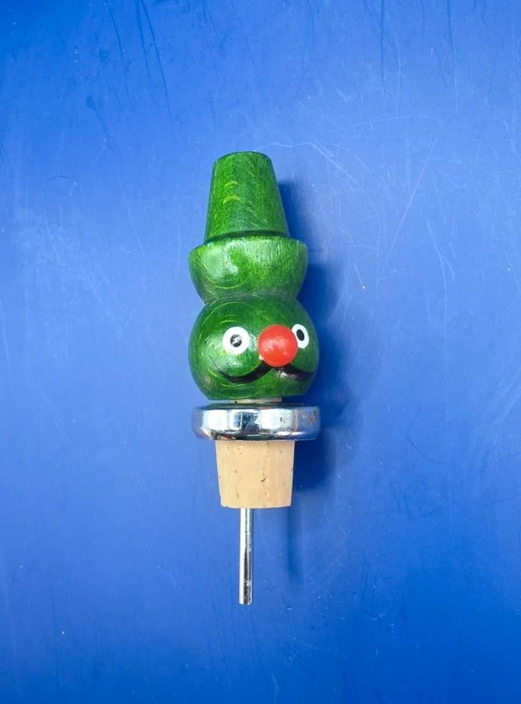Flessenstop / schenker met houten figuur, Antiek en Kunst, Ophalen of Verzenden