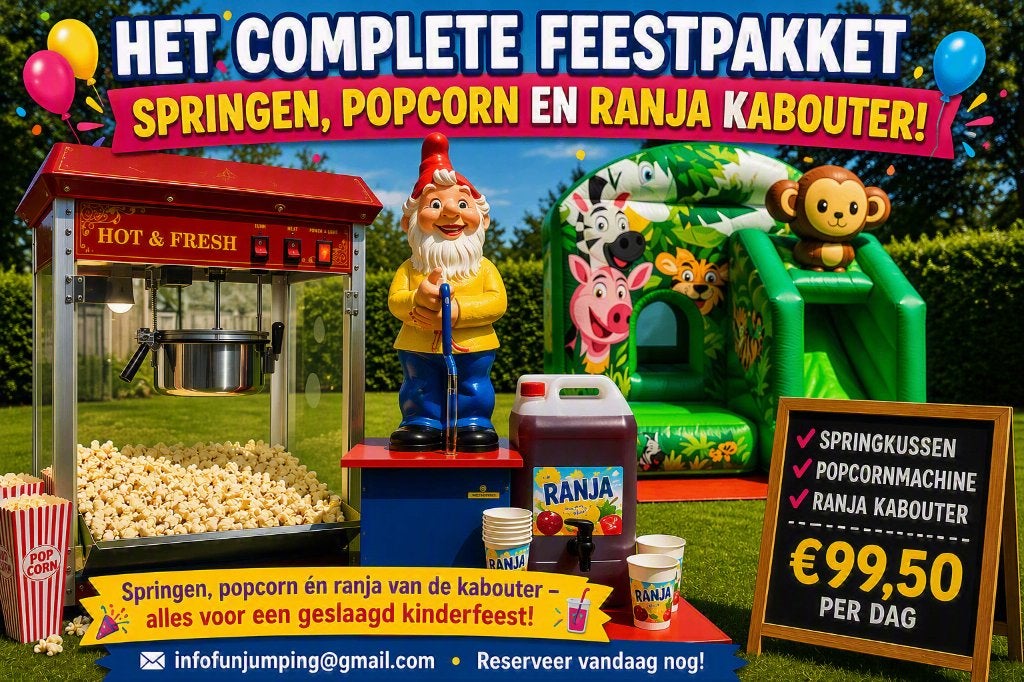 verhuur springkussen feestpakket, Ophalen of Verzenden, Zo goed als nieuw, Overige