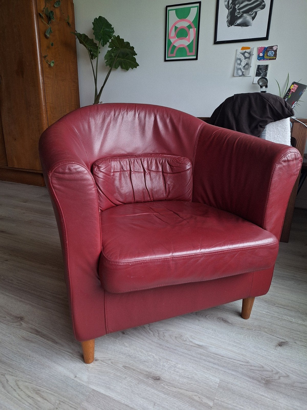 rode vintage stoel, Ophalen, Gebruikt, Minder dan 75 cm, Leer