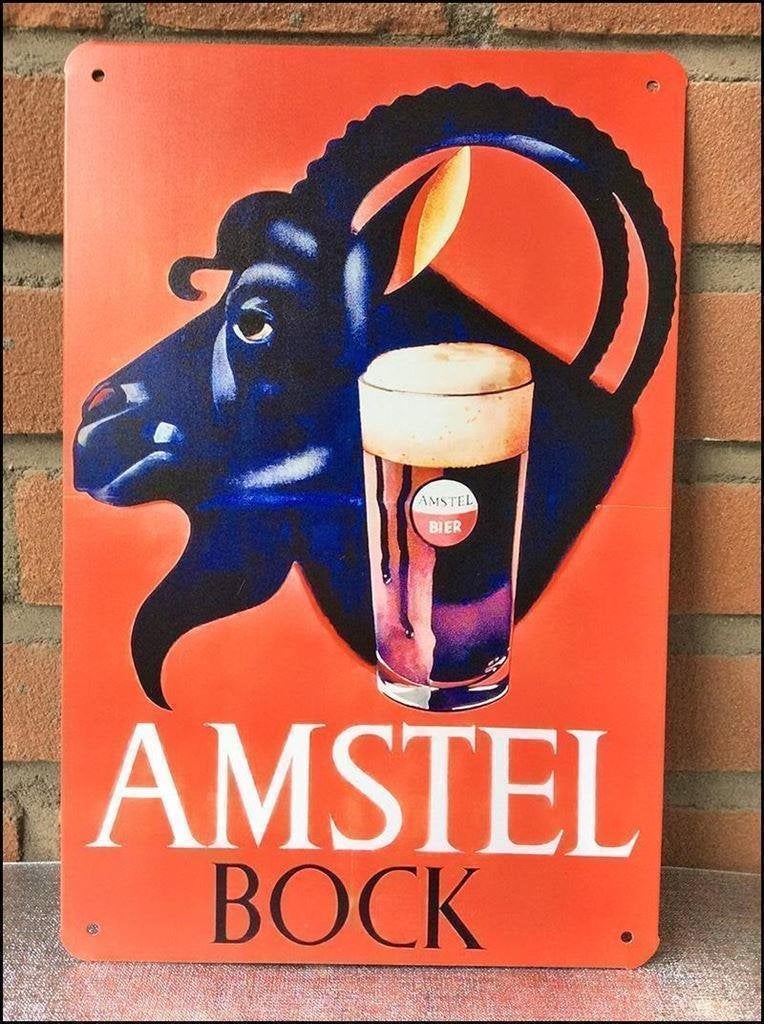 mooi AMSTEL Bok bier Metalen Wandbord reclamebord, Verzenden, Nieuw, Reclamebord, Plaat of Schild, Amstel