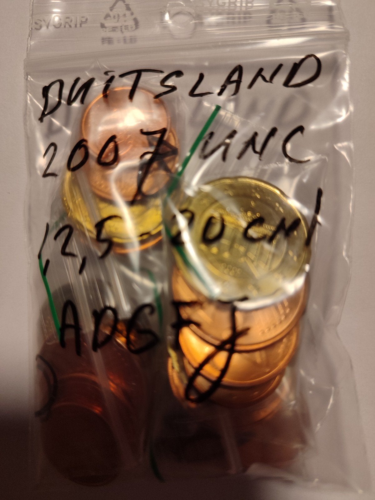 Duitsland 1, 2, 5 en 20 cent 2007 UNC ADFGJ, Ophalen of Verzenden, Duitsland, 20 cent, Losse munt