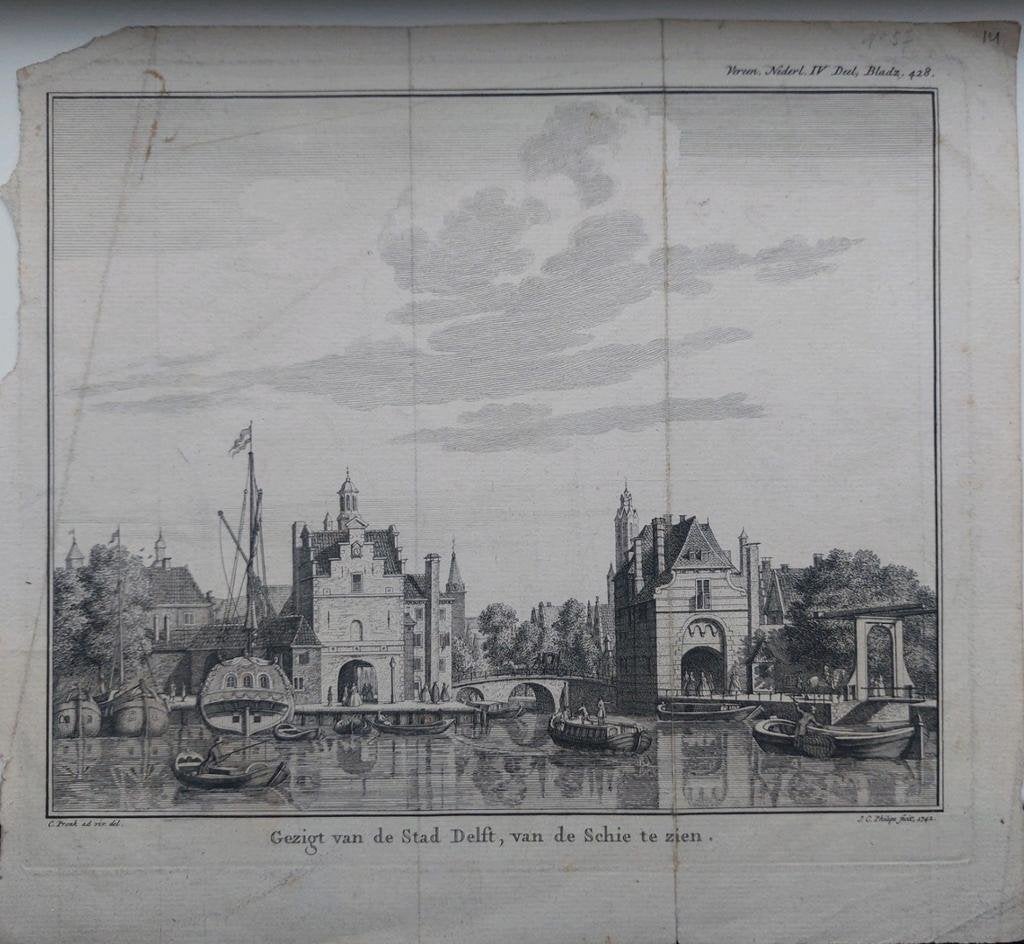 14 / Gezicht van stad Delft van de Schie te zien van Philips, Ophalen of Verzenden