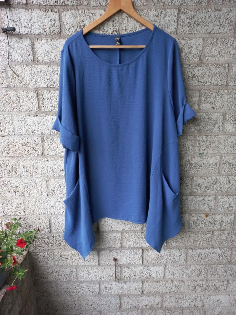 Blauwe tuniek met zakken - Maat 42/44, Kleding | Dames, Ophalen of Verzenden