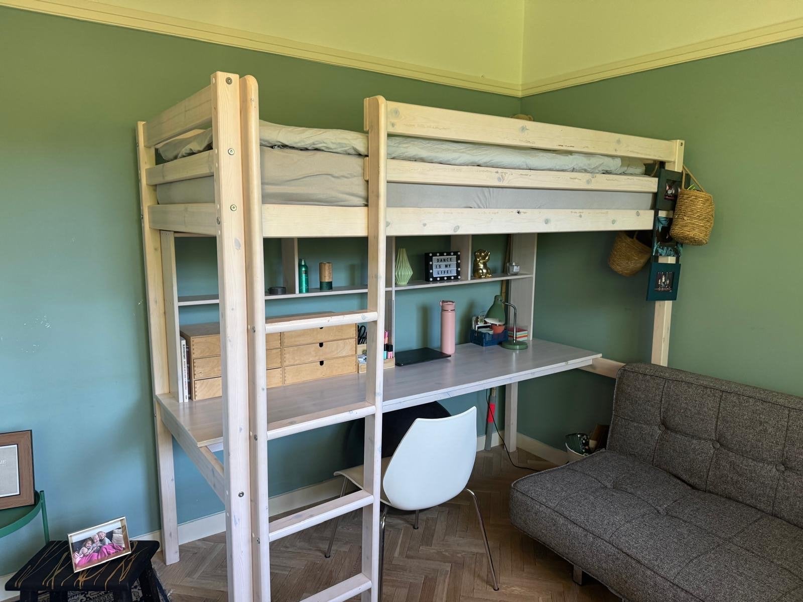 Flexa hoogslaper met bureau en opbergruimte, Ophalen, Gebruikt, Eenpersoons, 200 cm