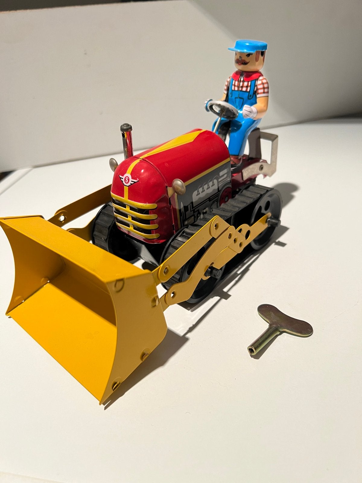 Vintage Blikken Bulldozer met Opwindmechanisme - MS 356, Antiek en Kunst, Ophalen of Verzenden