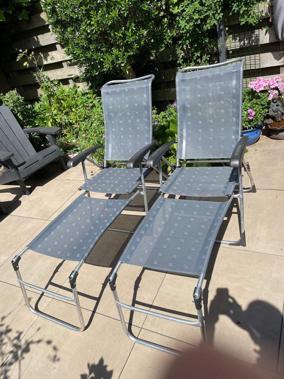 2x Dukdalf camping stoelen- Grijs Aluminium/Textileen, Ophalen, Gebruikt, Campingstoel
