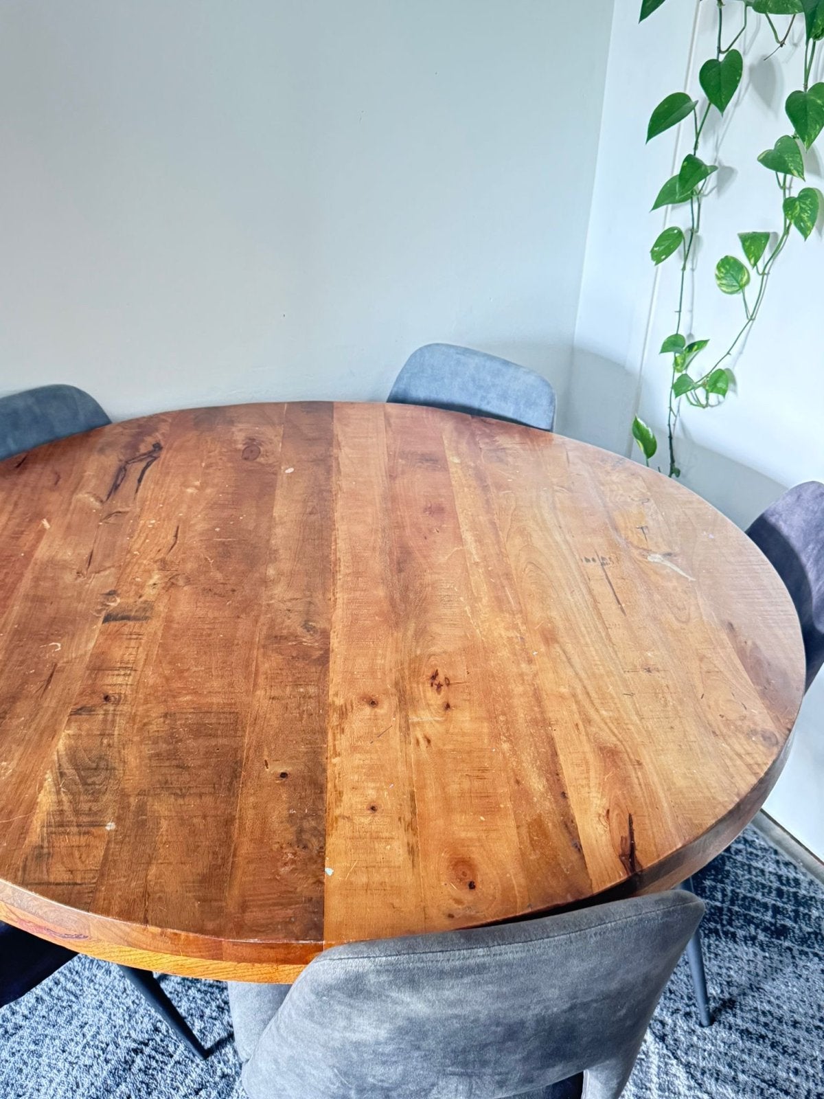 Ronde eettafel met 5 stoelen, Huis en Inrichting, Tafels | Eettafels, Ophalen, Gebruikt, 100 tot 150 cm, Rond