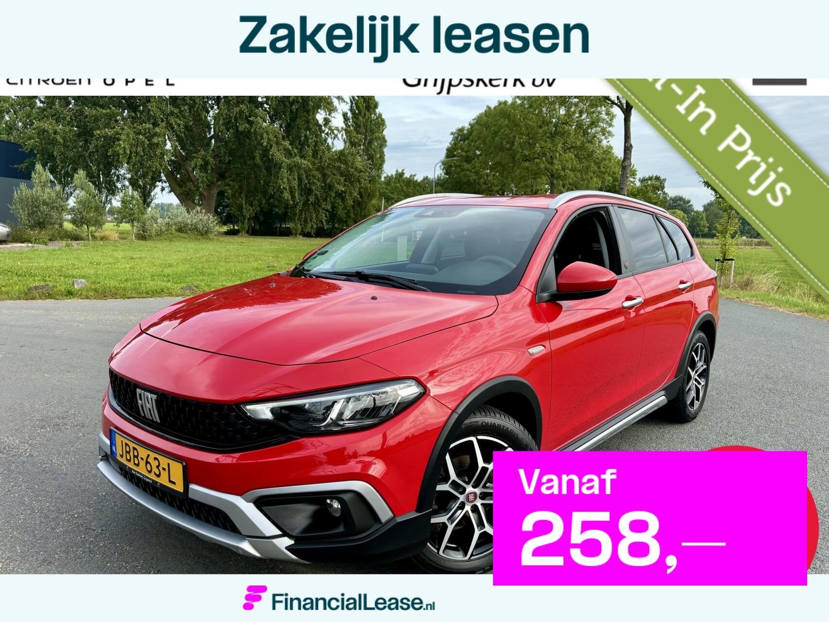 Fiat Tipo Cross Stationwagon 100pk Red, Auto's, Fiat, Bedrijf, Lease, Financial lease, Tipo, ABS, Achteruitrijcamera, Airbags