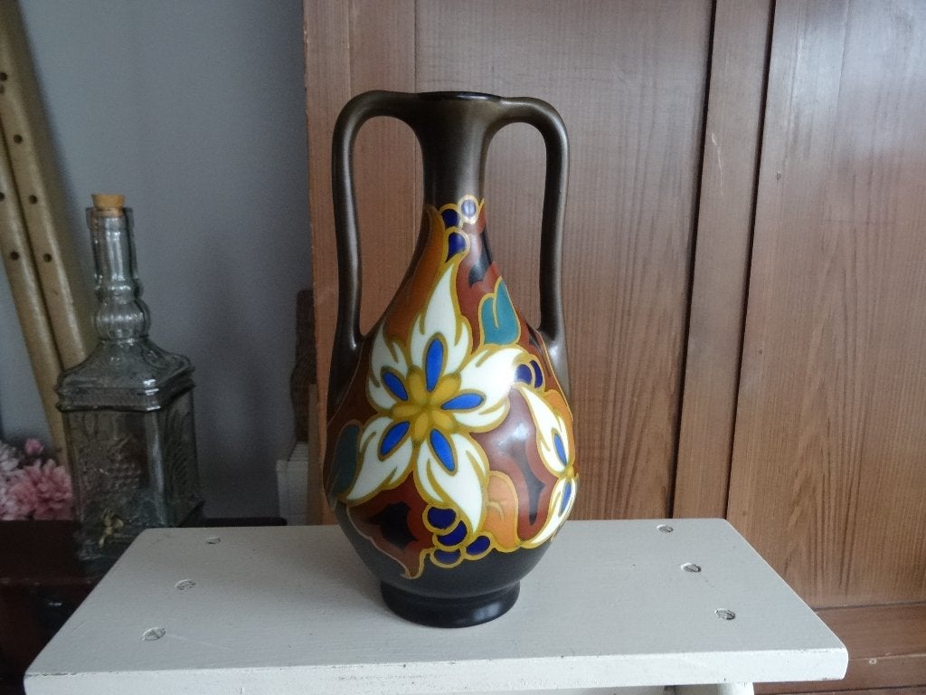 Oude platelen vaas Zenith Gouda, Antiek en Kunst, Antiek | Keramiek en Aardewerk, Ophalen