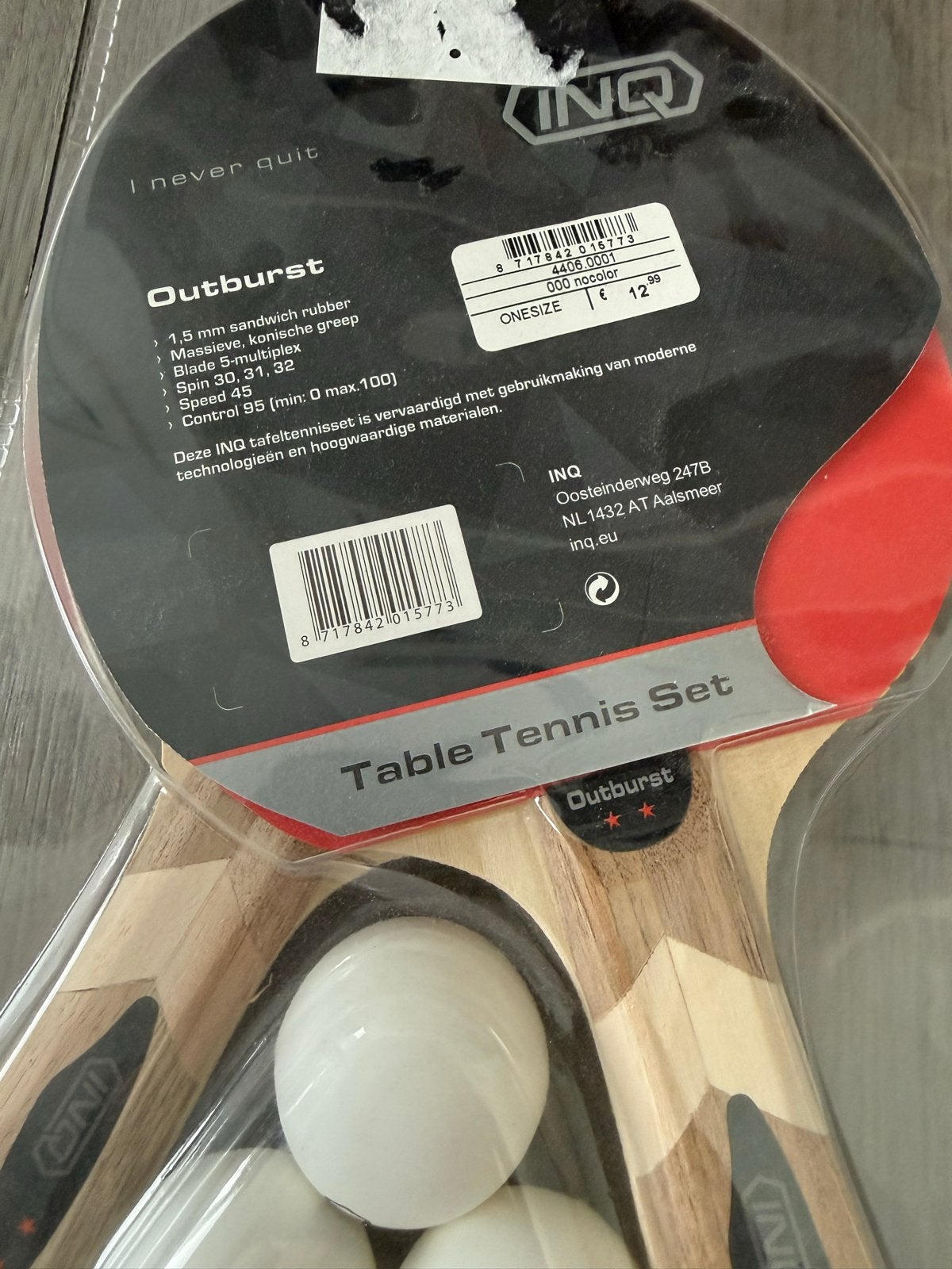 INQ Outburst Tafeltennis Set - Nieuw, Ophalen of Verzenden, Nieuw, Net, Batje(s) of Balletje(s)