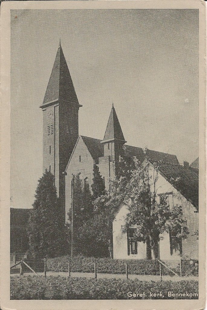 Oude Ansichtkaart Geref. Kerk Bennekom - ongelopen, Ophalen of Verzenden, 1940 tot 1960, Gelopen, Gelderland