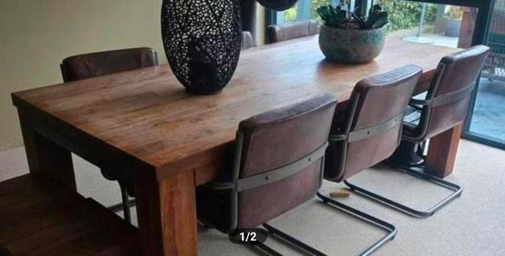 Teakhouten tafel 230x100cm (zonder stoelen), Huis en Inrichting, Ophalen