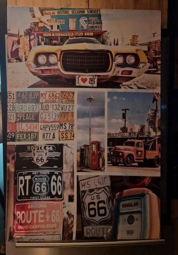 Route 66 Canvas Schilderij 120 x 80, Overige materialen, Ophalen of Verzenden, Zo goed als nieuw, 75 tot 100 cm