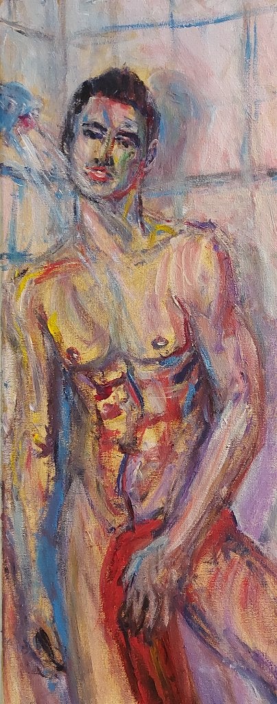 Mooi schilderij op doek 'The Shower' - Steven Dag, Acrylverf, Handgeschilderd, Ophalen of Verzenden, Overige materialen