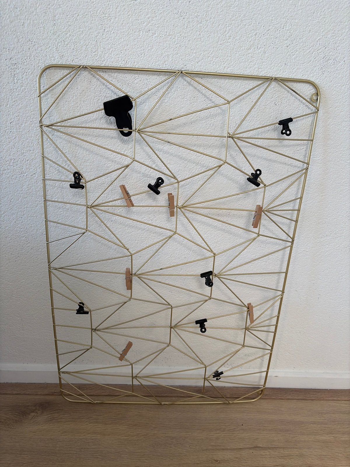 Gouden wandrek voor foto's en kaartjes, Metaal, Decoratieobject, Ophalen of Verzenden, Met ophangsysteem