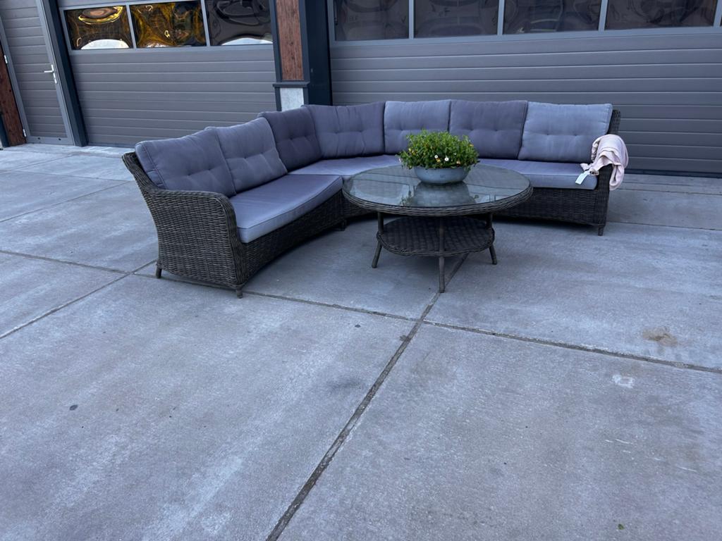 Wicker Loungeset met Hoekbank en Salontafel, Tuin en Terras, Tuinsets en Loungesets, 5 zitplaatsen, ., Ophalen of Verzenden, Zo goed als nieuw