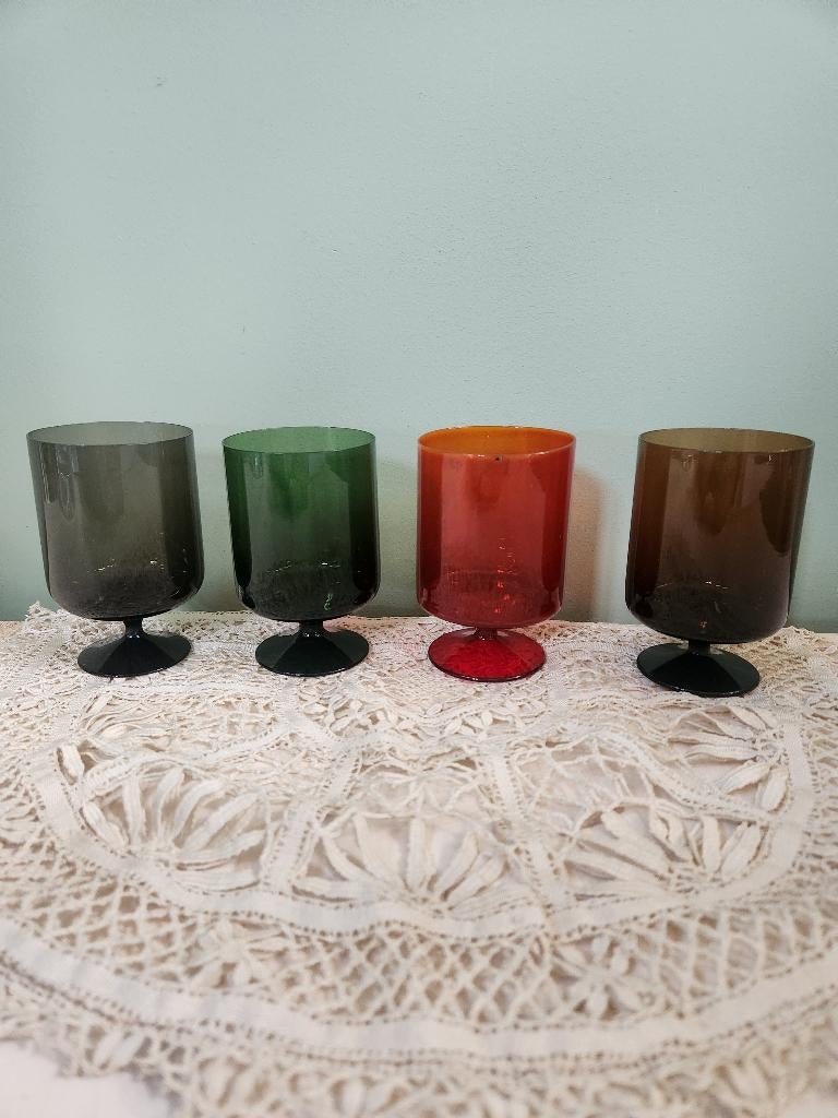 4x Vintage West-Germany Ingrid circusglas/glas, Ophalen of Verzenden
