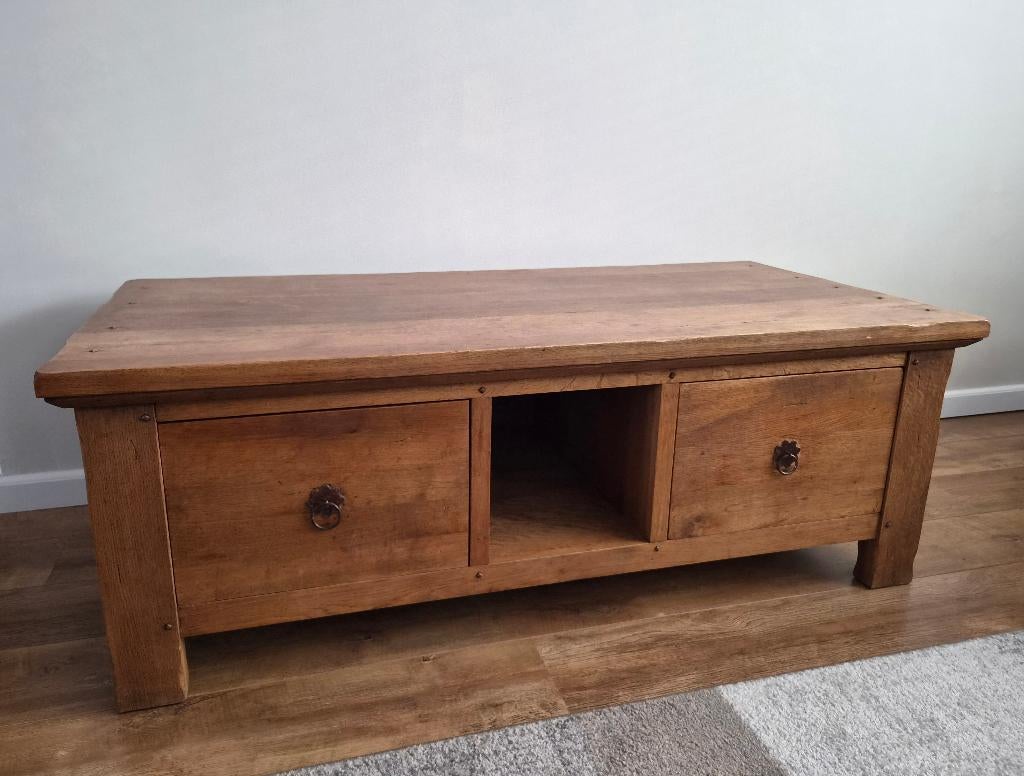 Salontafel robuust eikenhout, Huis en Inrichting, Ophalen, 100 tot 150 cm, Eikenhout, 50 tot 100 cm