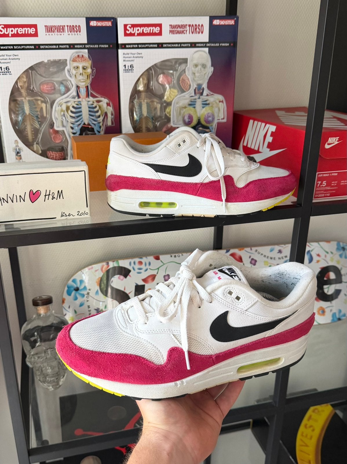 Nike Air Max 1 Rush Pink Volt Maat 45 - AH8145-111, Ophalen of Verzenden, Overige kleuren, Sneakers of Gympen
