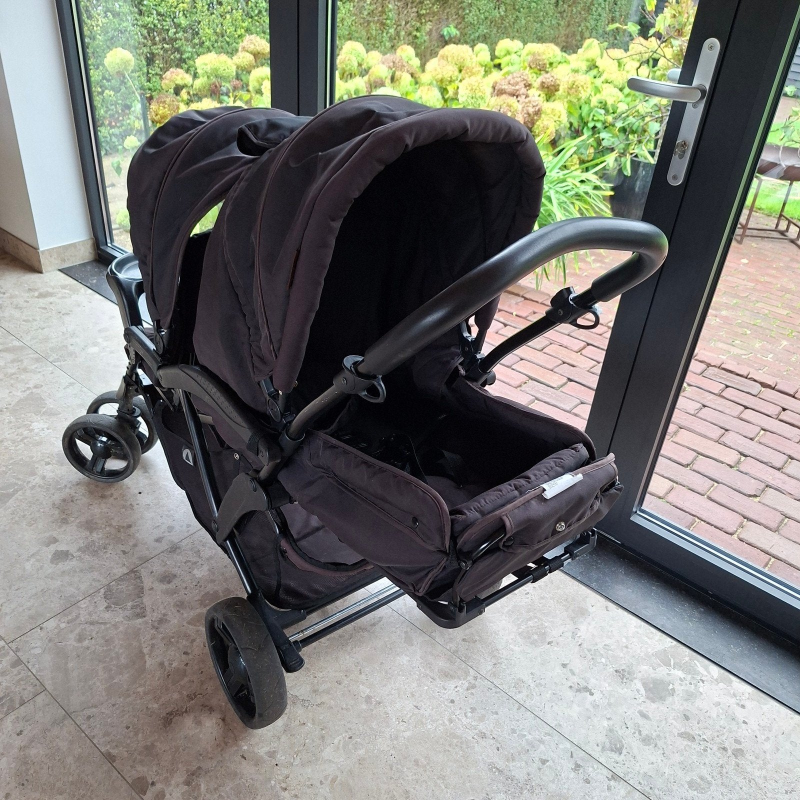 Topmark Dubbele Kinderwagen met Baby Inlegger en Regenhoes, Gebruikt, Duowagen, Ophalen, Kinderwagen
