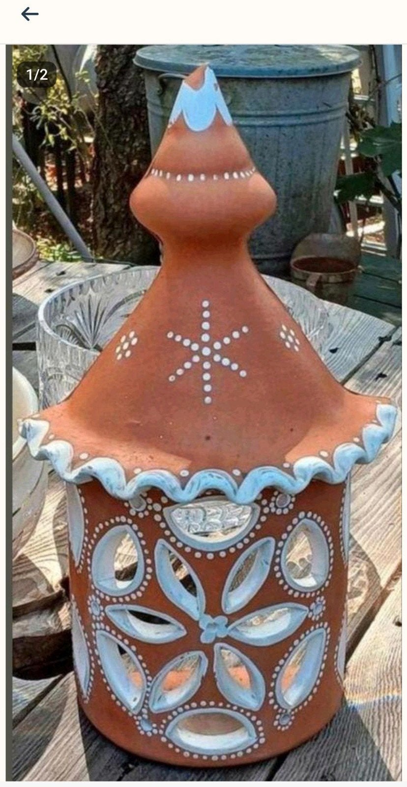 Handbeschilderde Terracotta Windlicht Wandlamp, Ophalen of Verzenden